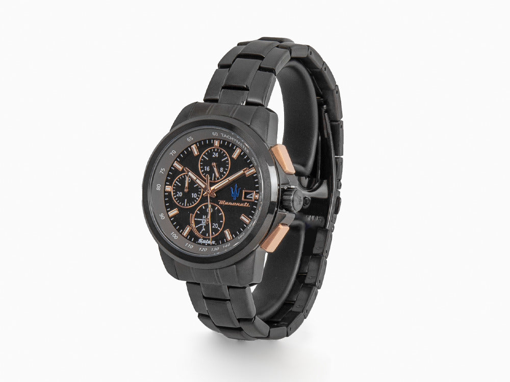 Maserati Successo Quartz Uhr, PVD Gun Metal, Schwarz, 44 mm, R8873645001