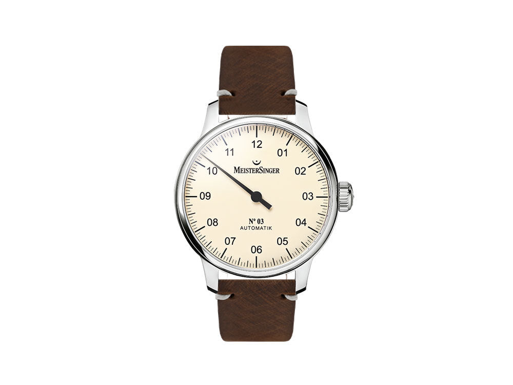 Meistersinger N3 Automatik Uhr, ETA 2824-2, 43 mm, Elfenbein, AM903-SVSL02