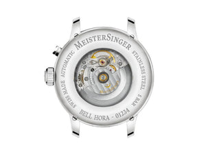 Meistersinger Bell Hora Automatik Uhr, SW 200, Schwarz, 43 mm, BH902G-SVSL03