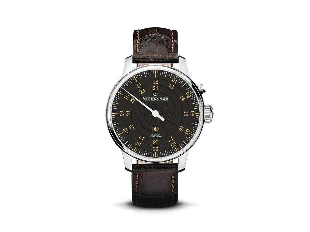 Meistersinger Bell Hora Automatik Uhr, SW 200, Schwarz, 43 mm, BHO902-SG02