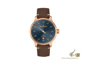 Meistersinger N3 Bronze Automatik Uhr, ETA 2824-2, 43 mm, Blau, AM917BR