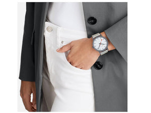 Mondaine Essence Grey Quartz Uhr, Ökologisch, Weiss, 41 mm, MS1.41111.LH