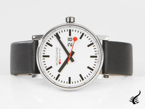 Mondaine SBB Evo2 Big Quartz Uhr, Weiss, 40 mm, Tag, Lederband, MSE.40210.LB