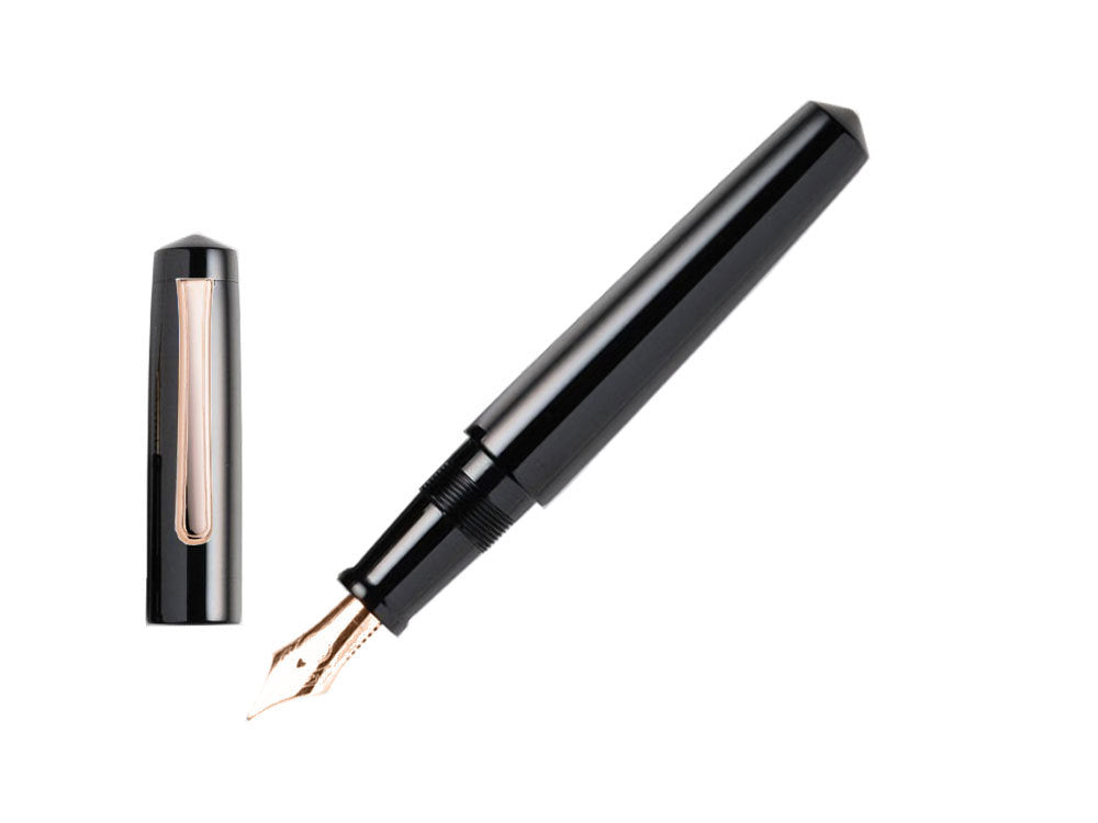 Nakaya Writer Kuro-Roiro Füllfederhalter Schwarz, Piccolo, Roségold