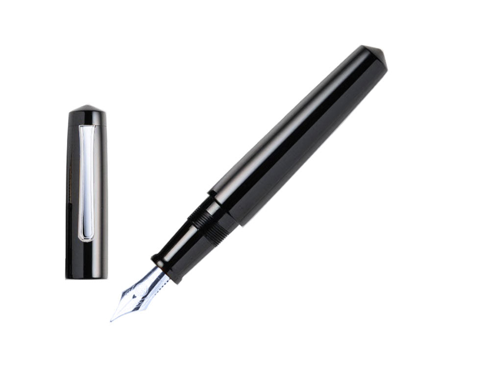 Nakaya Writer Kuro-Roiro Füllfederhalter Schwarz, Ebonite, Rhodiniert
