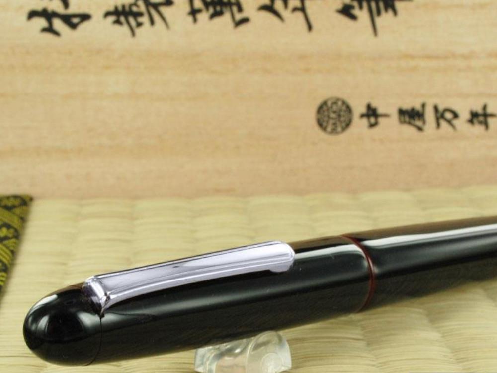 Nakaya Writer Füllfederhalter Kuro-Tamenuri, Naturkautschuk, Rhodiniert