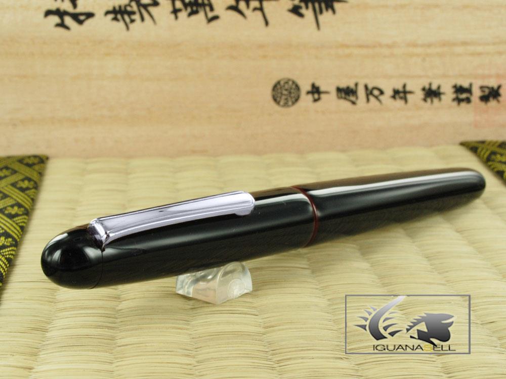 Nakaya Writer Füllfederhalter Kuro-Tamenuri, Naturkautschuk, Rhodiniert