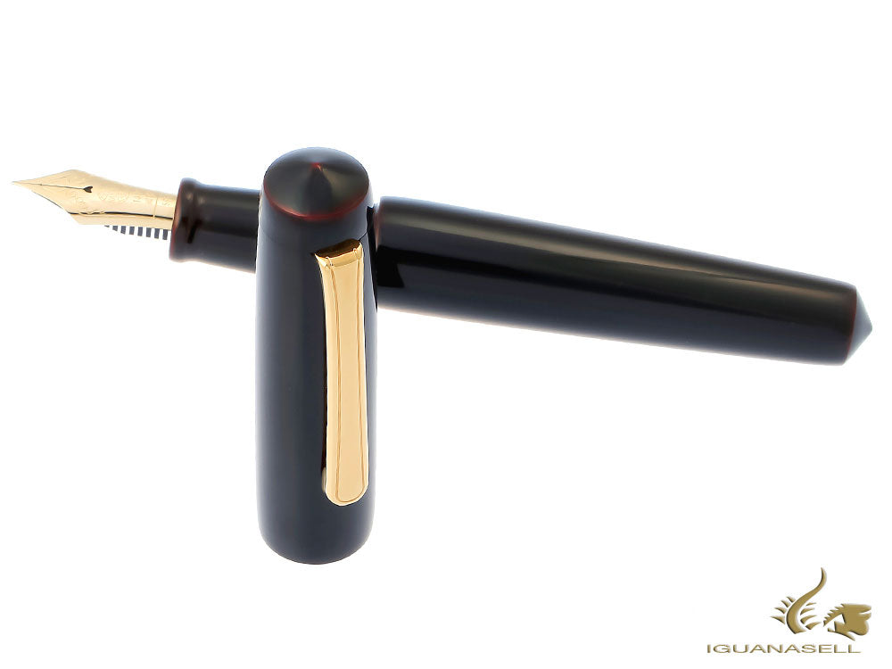 Nakaya Writer Füllfederhalter Kuro-Tamenuri, Piccolo, Gold, Ebonite