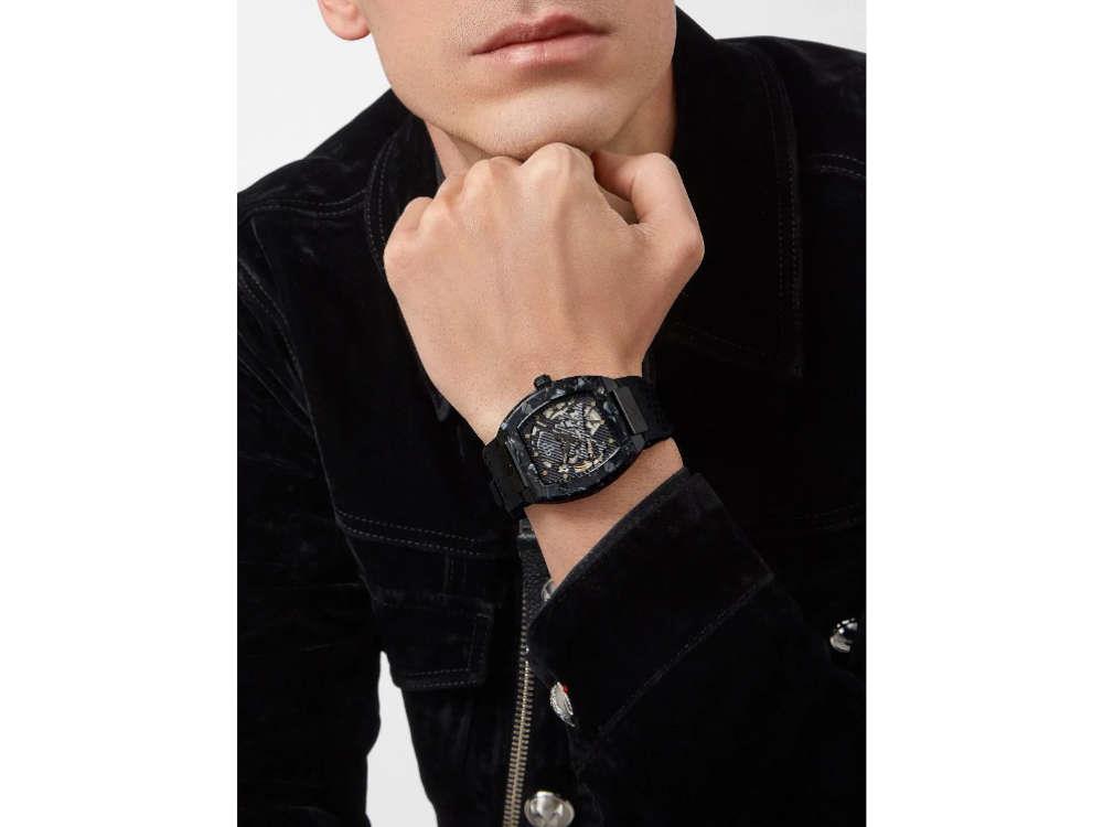 Philipp Plein The Skeleton Automatik Uhr, PVD, Schwarz, 44 mm, PWBAA0221