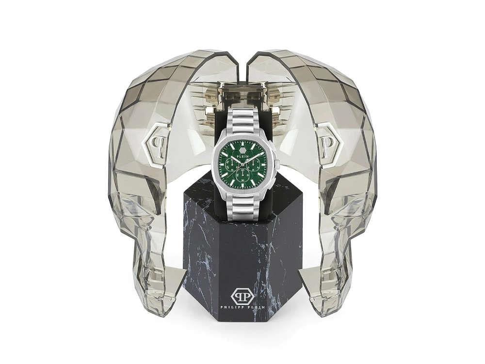 Philipp Plein 44 mm Quartz Uhr, Grün, Mineral Glas, PWSAA0223
