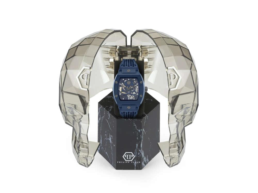 Philipp Plein The Skeleton Ecoceramic Automatik Uhr, Blau, 44 mm, PWVBA0323