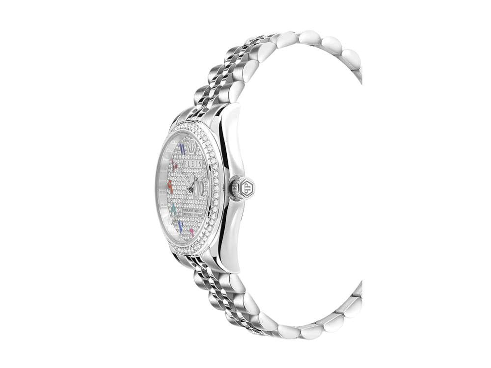 Philipp Plein Date Superlative Quartz Uhr, Weiss, 34 mm, Mineral Glas, PWYAA0723