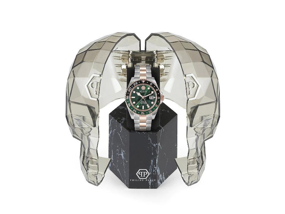 Philipp Plein GMT-I Challenger Quartz Uhr, Grün, 44 mm, Mineral Glas, PWYBA0623