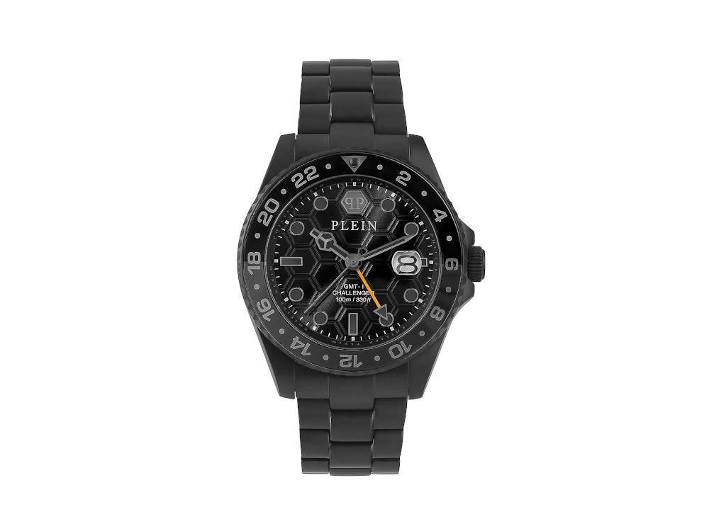 Philipp Plein GMT-I Challenger Quartz Uhr, PVD, Schwarz, 44 mm, PWYBA0923