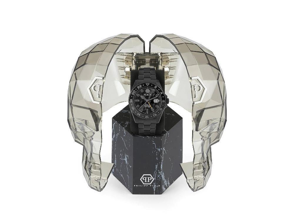 Philipp Plein GMT-I Challenger Quartz Uhr, PVD, Schwarz, 44 mm, PWYBA0923