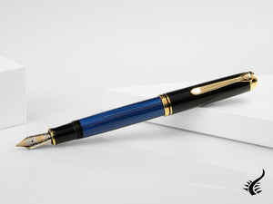 Pelikan M800 Füllfederhalter, Blaues Edelharz, Vergoldete Beschläge