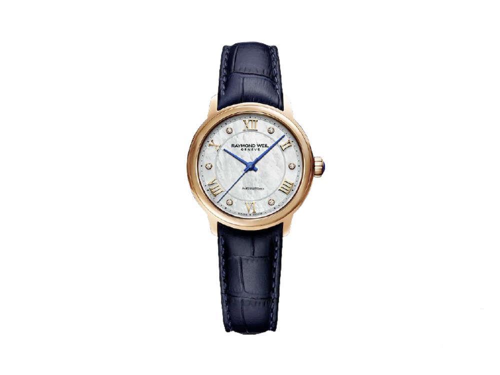 Raymond Weil Maestro Automatik Uhr, PVD Rose Gold, 31 mm, Shapir, 2131-P53-00966