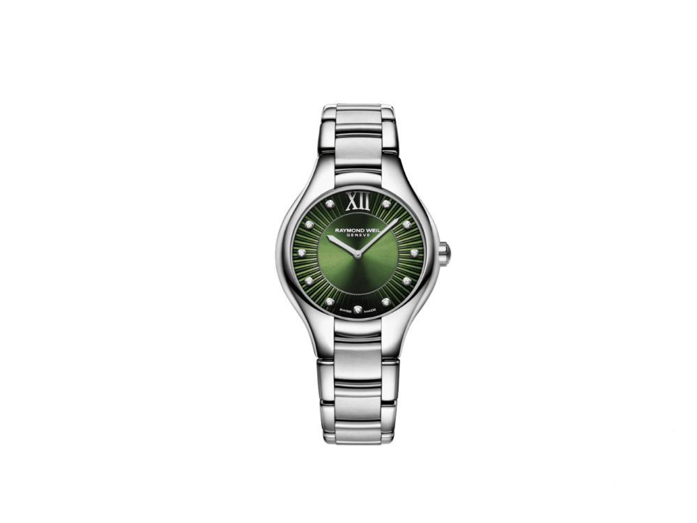 Raymond Weil Noemia Ladies Quartz Uhr, Grün, 32 mm, Diamanten, 5132-ST-52181