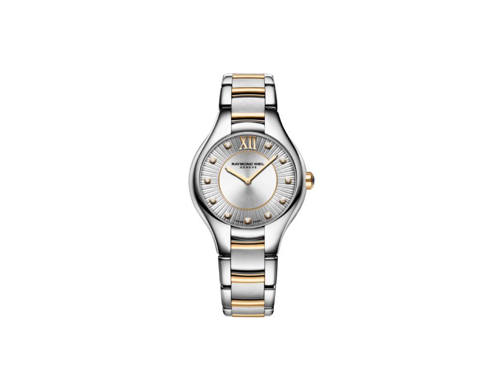 Raymond Weil Noemia Ladies Quartz Uhr, Silber, 32 mm, Gold PVD, 5132-STP-65181