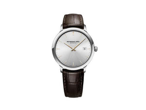 Raymond Weil Toccata Quartz Uhr, Silber, 39 mm, Tag, Lederband, 5485-SL5-65001