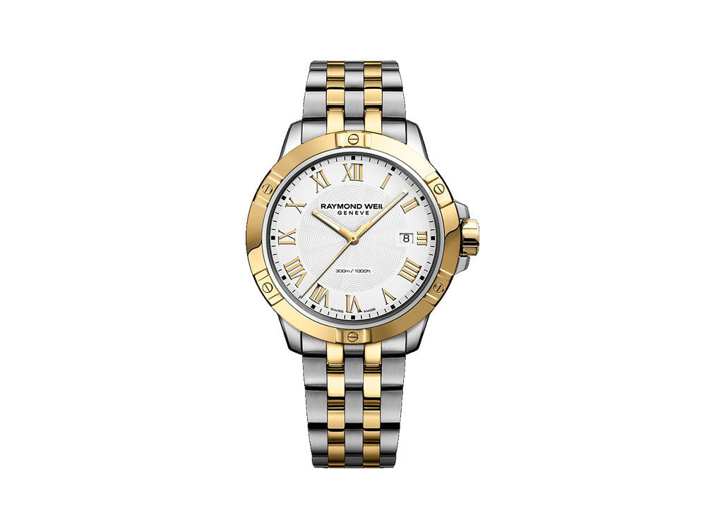 Raymond Weil Tango Quartz Uhr, PVD Gold, Weiss, 41mm, 8160-STP-00308