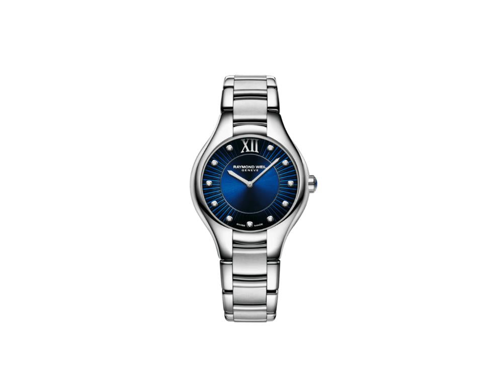 Raymond Weil Noemia Ladies Quartz Uhr, Blau, 32 mm, Diamanten, 5132-ST-50181
