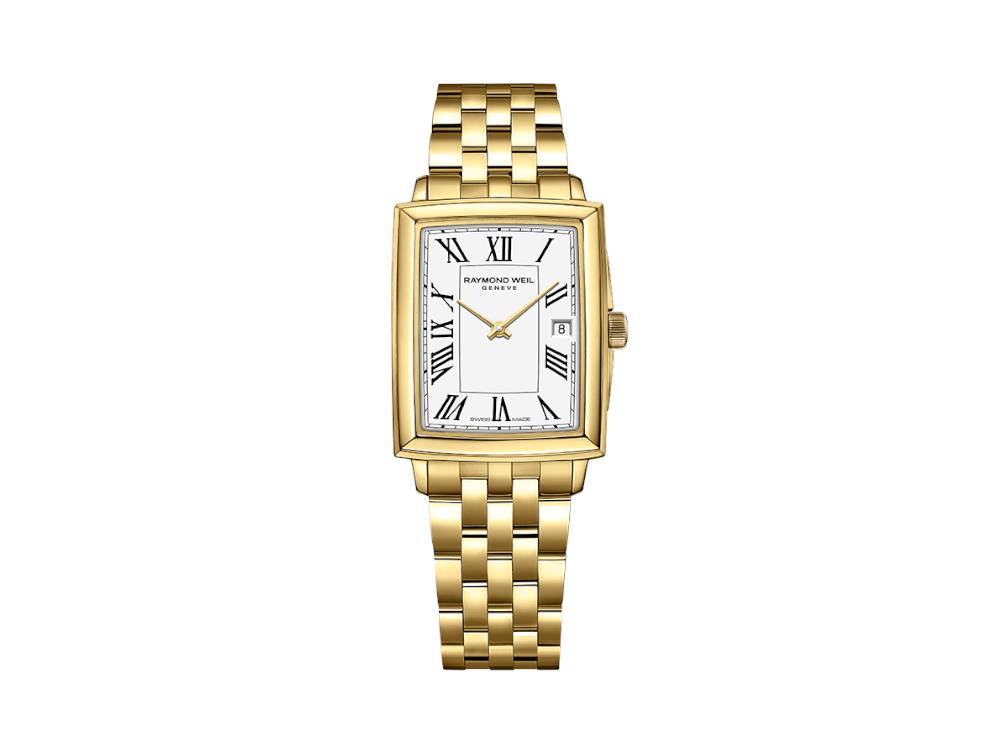 Raymond Weil Toccata Ladies Uhr, PVD Gold, Weiss, 23.4 mm, Tag, 5925-P-00300
