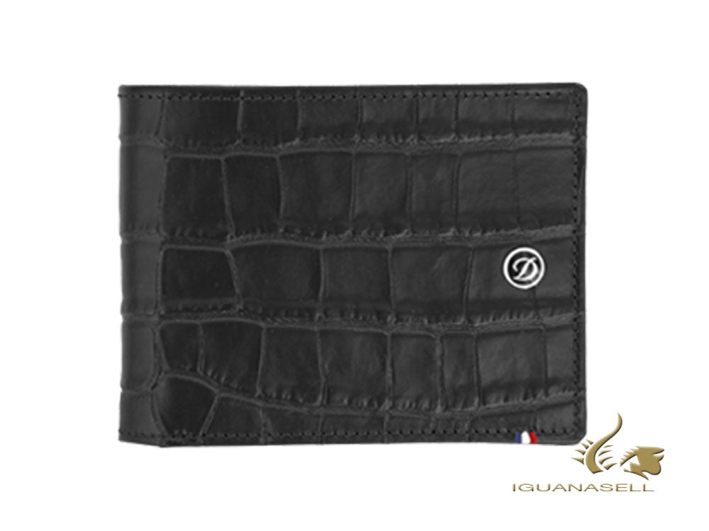 S.T. Dupont Line D Croco Dandy Brieftasche, Schwarz, Leder, 8 Karten, 180063