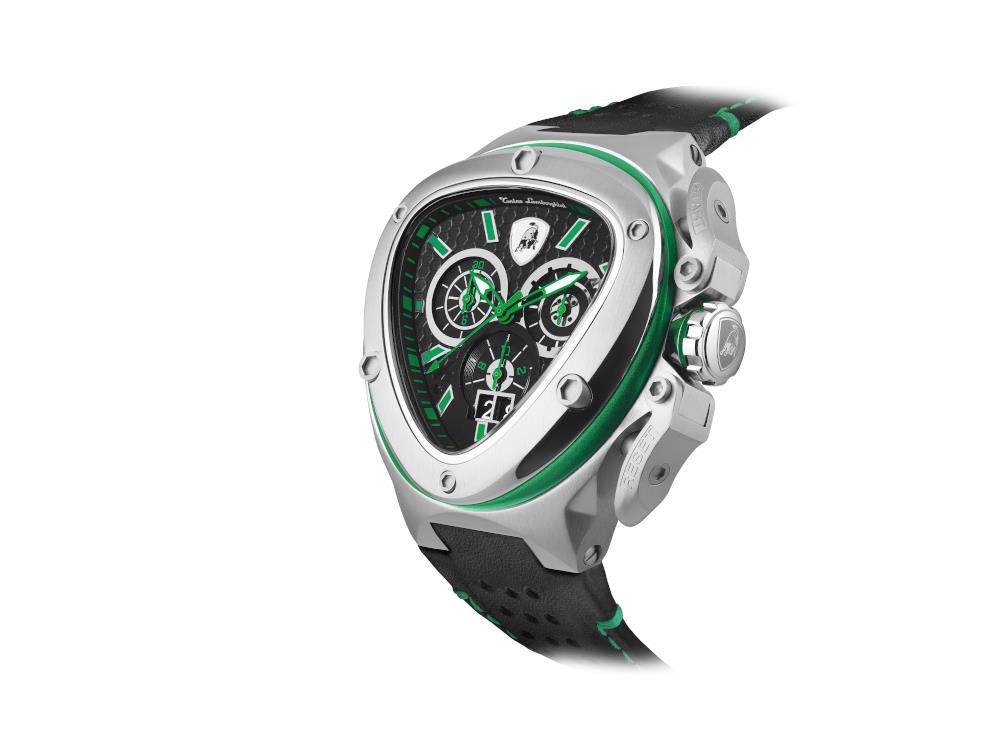 Tonino Lamborghini Spyder X Green SS Quartz Uhr, 53 mm, Chronograph, T9XF-SS