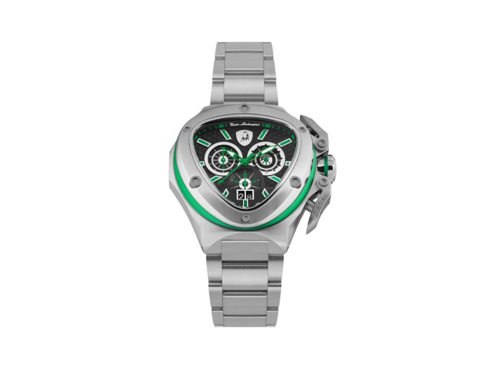 Tonino Lamborghini Spyder X Green SS Quartz Uhr, 53 mm, Chronograph, T9XF-SS-B