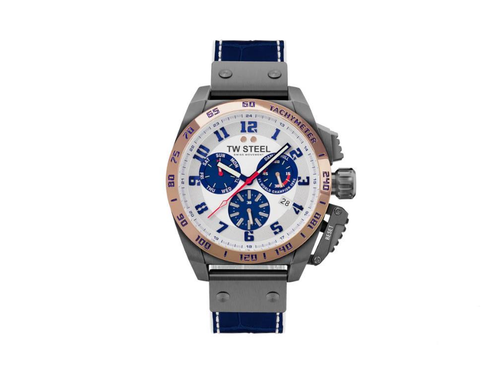 TW Steel Fast Lane Quartz Uhr, Weiss, 46 mm, Lederband, Lt. Edition, TW1018