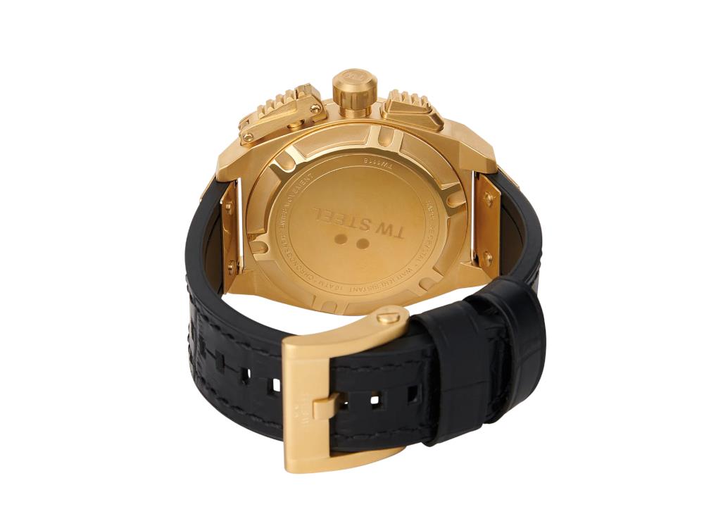 TW Steel Swiss Canteen Quartz Uhr, Schwarz, 46 mm, Lederband, 10 atm, TW1118