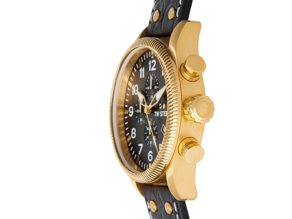 TW Steel Volante Quartz Uhr, Schwarz, 48 mm, Lederband, 10 atm, VS115