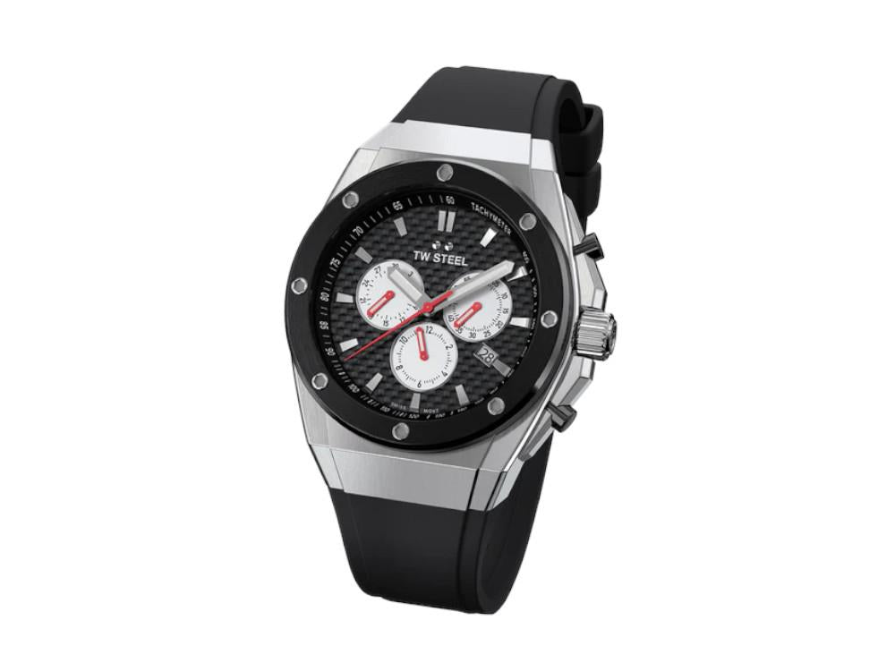 TW Steel Ceo Tech 44mm Quartz Uhr, Schwarz, 44 mm, Kautschukband, CE4049