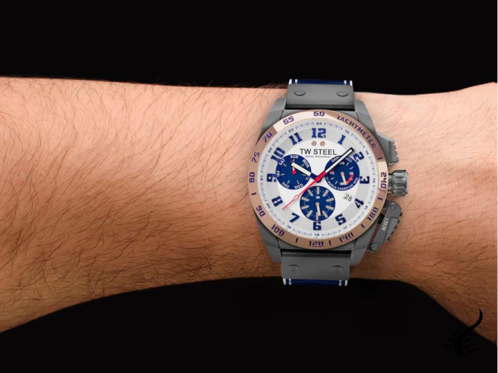 TW Steel Fast Lane Quartz Uhr, Weiss, 46 mm, Lederband, Lt. Edition, TW1018