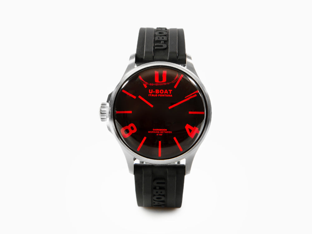 U-Boat Capsoil Darkmoon Glass Quartz Uhr, SS, 40 mm, Rot, 9305