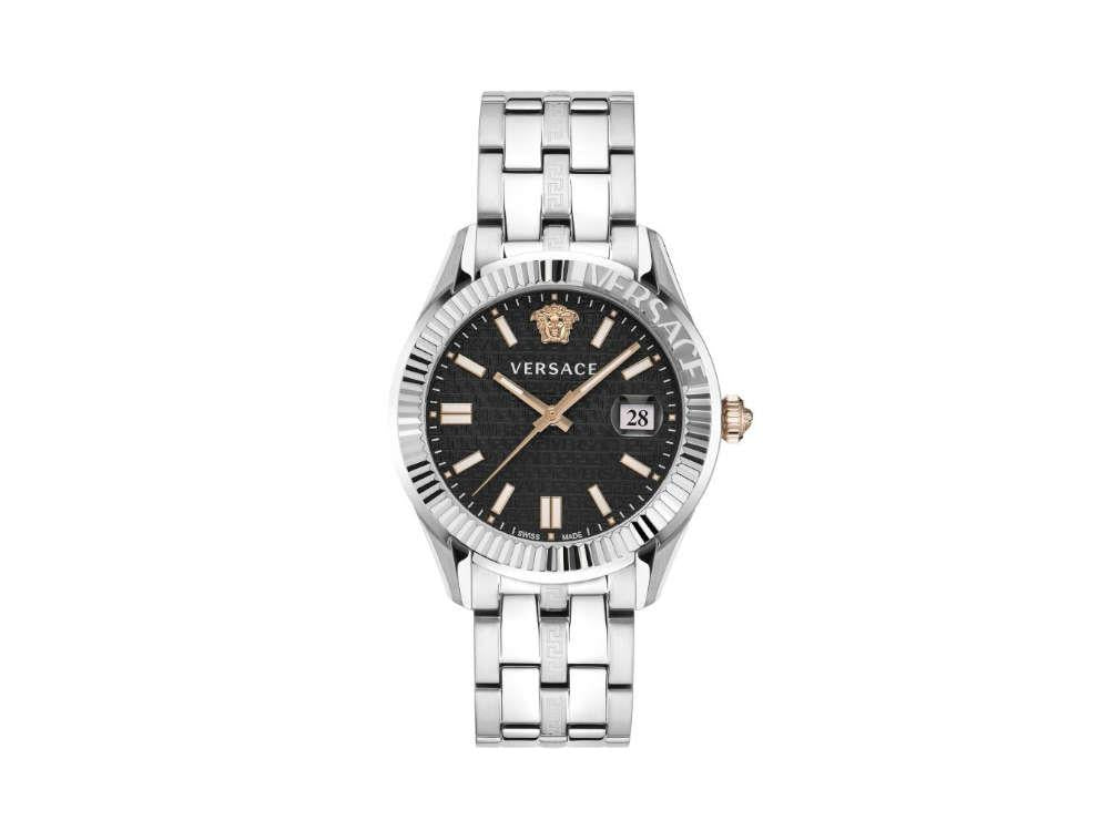 Versace Greca Time Quartz Uhr, Schwarz, 41 mm, Shapir-Glas, VE3K00322