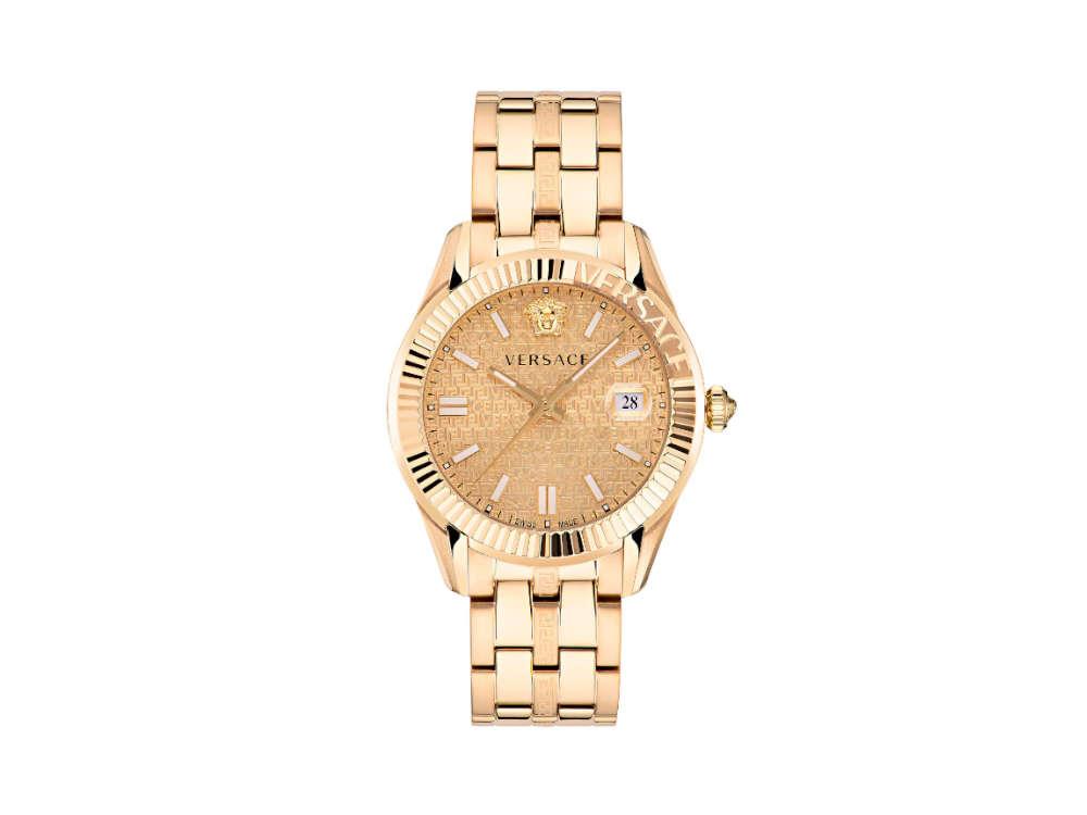 Versace Greca Time Quartz Uhr, PVD Gold, Golden, 41 mm, Shapir-Glas, VE3K00522