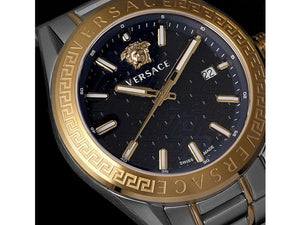 Versace V-Code Quartz Uhr, PVD Gold, Blau, 42 mm, Shapir-Glas, VE6A00523