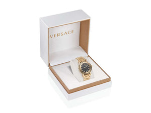Versace Greca Glam Quartz Uhr, PVD Gold, Schwarz, 40 mm, Shapir-Glas, VE6D00323