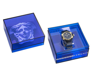 Versace Icon Active Indiglo Quartz Uhr, Polycarbonat, Schwarz, 43 mm, VE6E00123