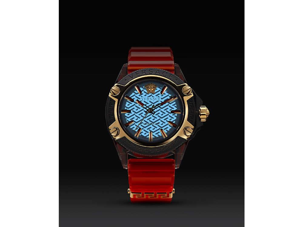 Versace Icon Active Indiglo Quartz Uhr, Polycarbonat, Schwarz, 43 mm, VE6E00223
