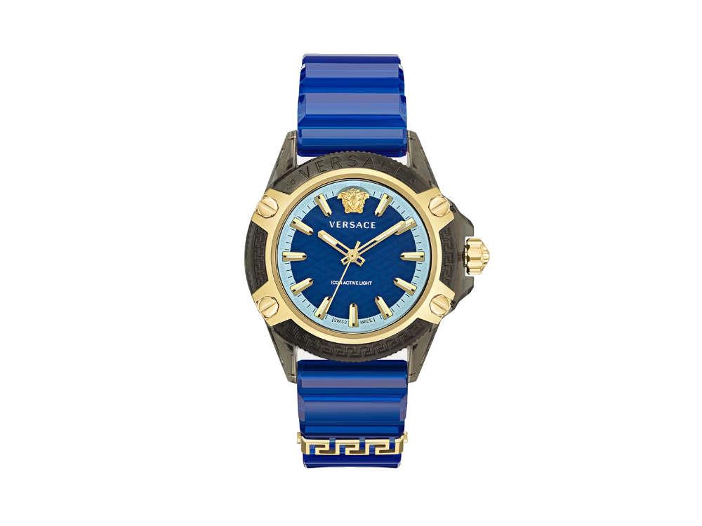 Versace Icon Active Indiglo Quartz Uhr, Polycarbonat, Blau, 43 mm, VE6E00323