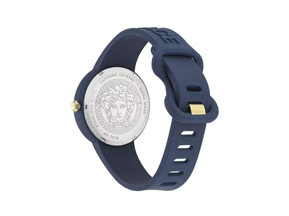 Versace Medusa Pop Quartz Uhr, Silikone, Blau, 39 mm, Shapir-Glas, VE6G00623