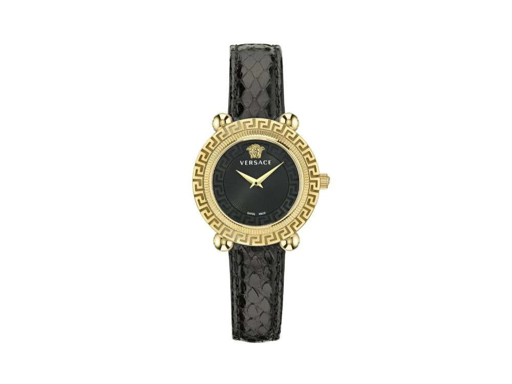 Versace Greca Twist Quartz Uhr, PVD Gold, Schwarz, 35 mm, Shapir-Glas, VE6I00323