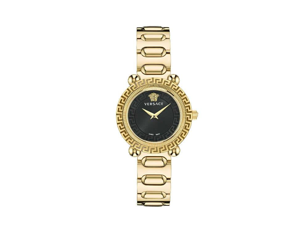 Versace Greca Twist Quartz Uhr, PVD Gold, Schwarz, 35 mm, Shapir-Glas, VE6I00523