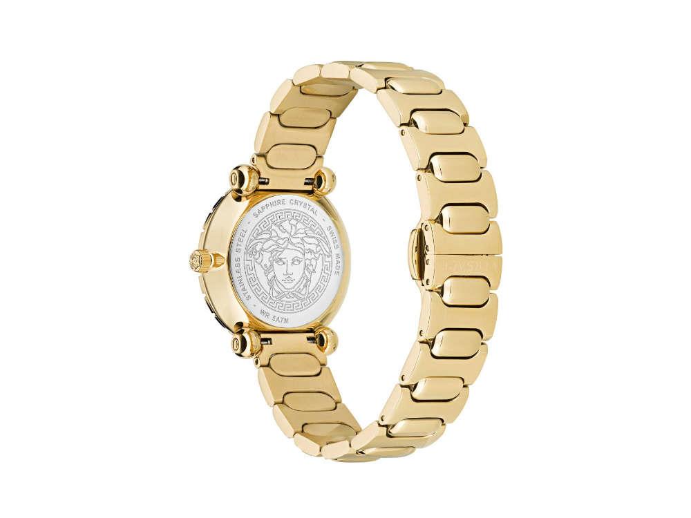 Versace Greca Twist Quartz Uhr, PVD Gold, Schwarz, 35 mm, Shapir-Glas, VE6I00523
