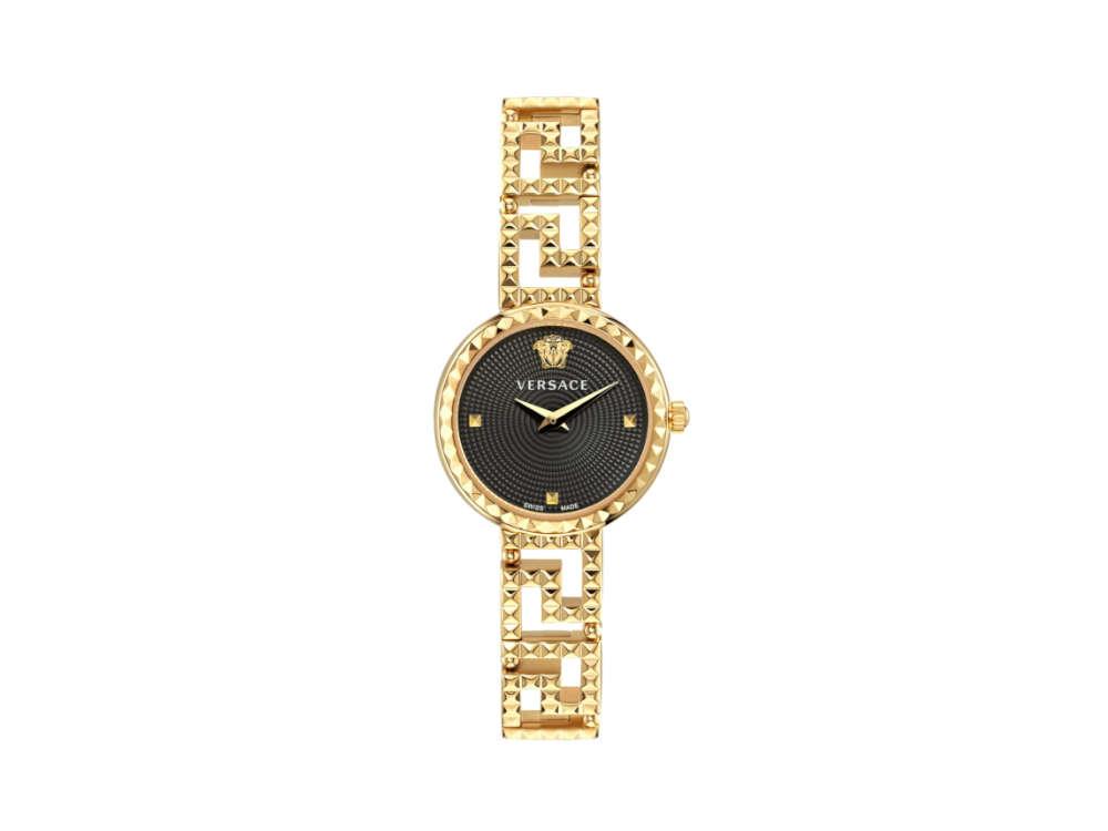 Versace Greca Goddess Quartz Uhr, PVD Gold, Schwarz, 28 mm, VE7A00423