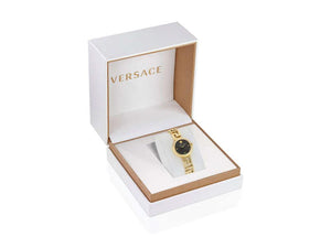 Versace Greca Goddess Quartz Uhr, PVD Gold, Schwarz, 28 mm, VE7A00423