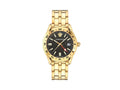 Versace Greca Time GMT Quartz Uhr, PVD Gold, Schwarz, 41 mm, VE7C00723